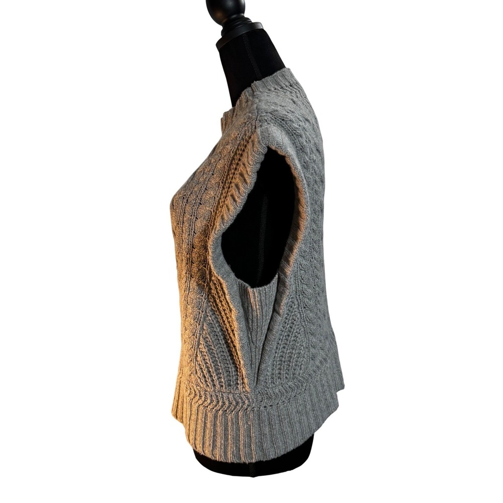 Veronica Beard Pinkett Gray Mélange Pointelle Mock Neck Sweater Vest Womens L - Picture 9 of 16